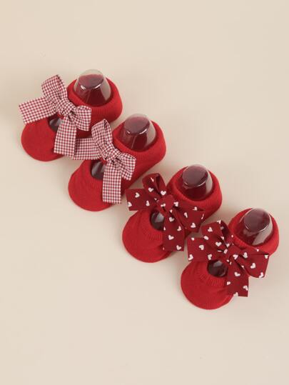 2pairs Baby Bow Decor Socks