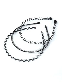 6 chiếc băng đô nữ thiết kế dạng sóng thông thường - màu đen - Xem 5