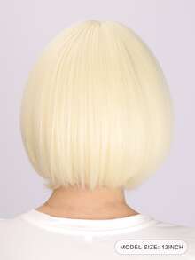 Short Straight Synthetic Wig With Bangs - Gold - View 2