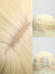 Short Straight Synthetic Wig With Bangs - Gold - View 7