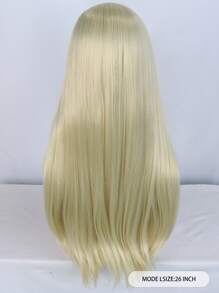 Long Straight Synthetic Blonde Wig With Bangs - Gold - View 2