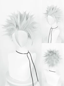 Short Straight Cosplay Synthetic Wig - Silver - View 1