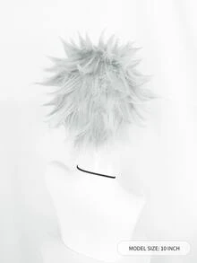 Short Straight Cosplay Synthetic Wig - Silver - View 2