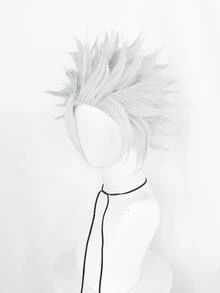 Short Straight Cosplay Synthetic Wig - Silver - View 3