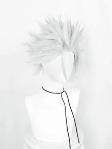 Short Straight Cosplay Synthetic Wig - Silver - View 4
