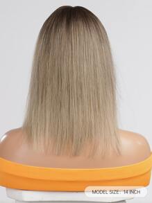 HAIRCUBE Peluca recta larga de 14 pulgadas con flequillo para mujer, peluca rubia marrón, peluca sintética para uso diario - Multicolor - Ver 2