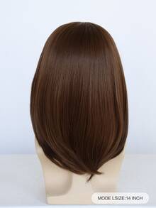 Short Straight Cosplay Synthetic Wig With Headband - Brown - View 2