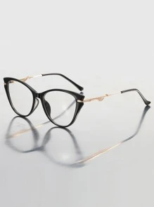 1 对女士猫眼休闲风格眼镜 - 黑色 - 查看 4