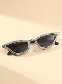 1pc Cat Eye Rhinestone Decorated Fashion Glasses , Suitable For Women And Men, Elegant, Travel, Sports, Driving, Festival, Beach, EDM, Outgoing, Summer Accessory, Vacation, Family Outing, Streetwear, Sports, Party, Outdoor Activity, Fishing, Holiday
