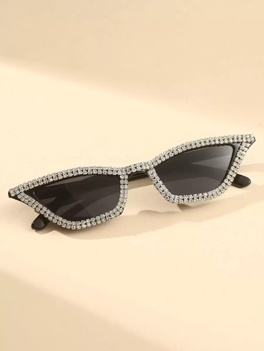 1pc Cat Eye Rhinestone Decorated Fashion Glasses , Suitable For Women And Men, Elegant, Travel, Sports, Driving, Festival, Beach, EDM, Outgoing, Summer Accessory, Vacation, Family Outing, Streetwear, Sports, Party, Outdoor Activity, Fishing, Holiday