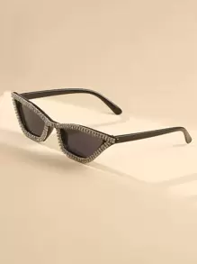 1pc Cat Eye Rhinestone Decorated Fashion Glasses , Suitable For Women And Men, Elegant, Travel, Sports, Driving, Festival, Beach, EDM, Outgoing, Summer Accessory, Vacation, Family Outing, Streetwear, Sports, Party, Outdoor Activity, Fishing, Holiday