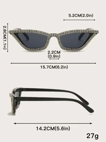 1pc Cat Eye Rhinestone Decorated Fashion Glasses , Suitable For Women And Men, Elegant, Travel, Sports, Driving, Festival, Beach, EDM, Outgoing, Summer Accessory, Vacation, Family Outing, Streetwear, Sports, Party, Outdoor Activity, Fishing, Holiday