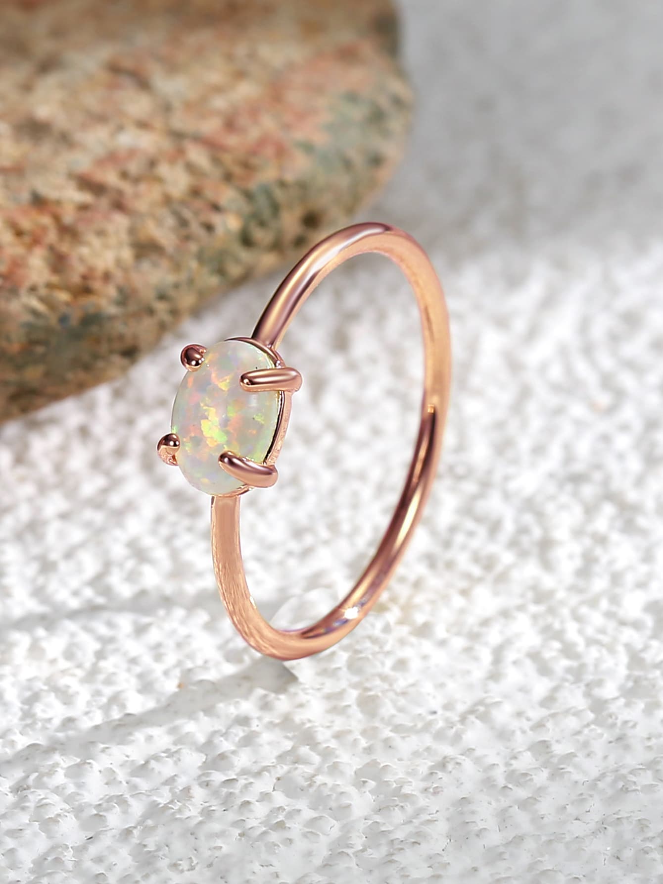 Charm-In Giường đơn Người Úc Opal Hoa hồng Nhẫn Với Thiết kế - Hoa hồng vàng - Xem 1