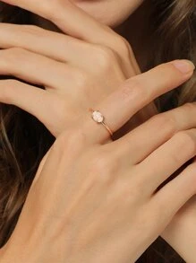 Charm-In Giường đơn Người Úc Opal Hoa hồng Nhẫn Với Thiết kế - Hoa hồng vàng - Xem 2