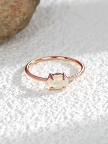 Charm-In Giường đơn Người Úc Opal Hoa hồng Nhẫn Với Thiết kế - Hoa hồng vàng - Xem 3