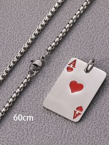 1pc Fashion Stainless Steel Playing Card Pendant Necklace For Men For Party - Silver - View 4