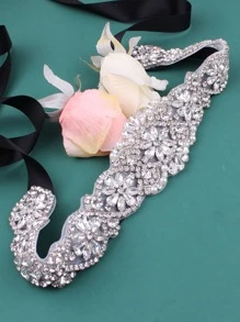 件新娘手工水鑽腰帶女式婚紗