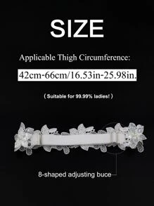 1件蕾丝花朵新娘吊袜带腿带，婚礼派对配饰（适合大腿周长：42-66厘米） - 白色 - 查看 2