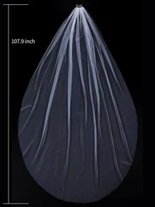 1 chiếc khăn voan cô dâu phong cách lãng mạn trơn màu dành cho nữ mùa thu - trắng - Xem 3