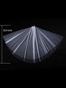 1pc Women Solid Layered Romantic Style Bridal Veil With Hair Comb