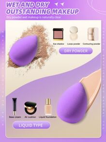 BANFI 8入組化妝海綿,合適適用於奶油和粉末狀遮瑕,散粉彩妝塗抹器 - 紫色 - 查看 3