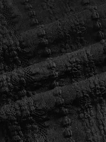 SHEIN MOD Mock Neck Flounce Sleeve Lace Black See-Through Flared Cuffs With Cropped Tee