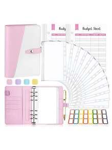 1 bộ Bìa rời hai tông màu có nhãn dán bỏ túi Giấy trang bên trong lá rời, Công cụ lập kế hoạch rời đa năng đơn giản cho văn phòng, người lớn, học sinh - Hồng - Xem 1