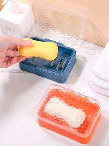 1pc Soap Dish With Lid, Plastic Soap Box For Bathroom - Green - View 6