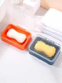 1pc Soap Dish With Lid, Plastic Soap Box For Bathroom - Green - View 5