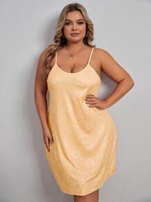 大碼愛心圖案吊帶睡裙