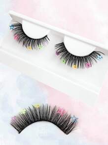 1 cặp lông mi giả đính đá trang trí hoa - màu đen - Xem 3