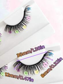 1 cặp lông mi giả đính đá trang trí hoa - màu đen - Xem 5