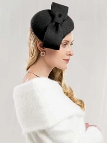 HIMESPORT Black Wool Felt Hats For Women Elegant Pillbox Cap Ladies Fascinator Kentucky Party Fedoras - Black - View 2