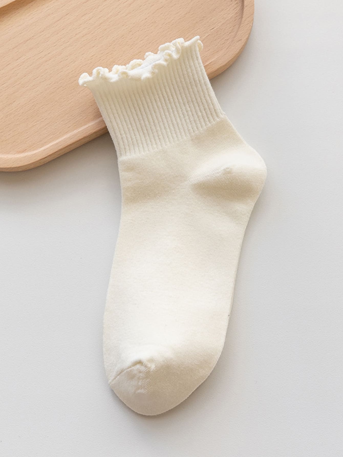 1 Đôi Vớ Mắt Cá Chân Phong Cách Thường Ngày Cho Nữ - Màu be - Xem 1