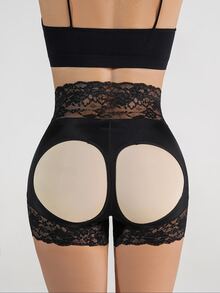 蕾絲拼接高腰短褲