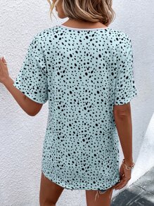 SHEIN LUNE Áo thun nữ Túi Hội Chữ thập Sọc Giải trí - Màu xanh bạc hà - Xem 2