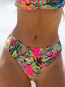 SHEIN Swim Tropical Print Bikini Bottom - Multicolor - View 5