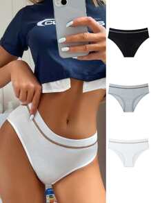 3pack Contrast Binding Panty Set - Multicolor - View 1