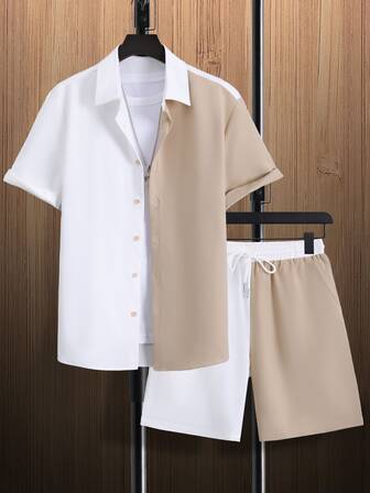 Guys Two Tone Shirt & Drawstring Waist Shorts Without Tee