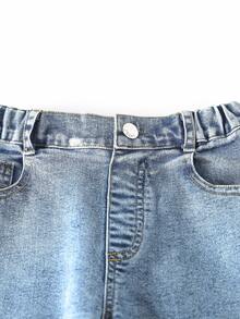 Girls Split Hem Flare Leg Jeans - Light Wash - View 5