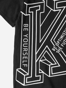 SHEIN Boys Slogan Graphic Tee - Black - View 4