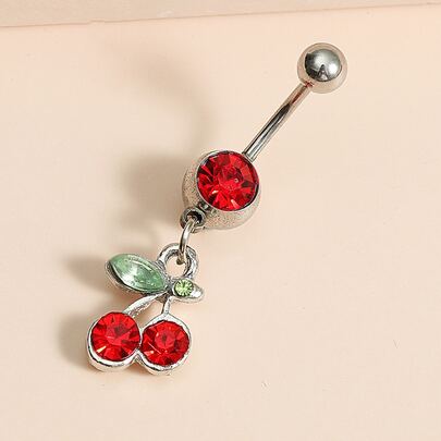 1 Máy Tính Ngộ Nghĩnh Thép Không Gỉ Kim Cương Giả Anh Đào Trang Trí Rốn Bụng Nhẫn Cho Nữ Trang Trí Hàng Ngày