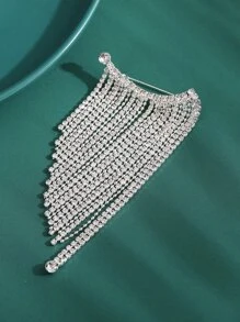 1入組魅力四射鋅合金水鑽流蘇設計胸針適用於女士適合派對禮品 - 銀色 - 查看 4