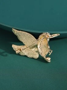 Rhinestone Hummingbird thiết kế trâm - màu xanh lá - Xem 2