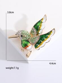 Rhinestone Hummingbird thiết kế trâm - màu xanh lá - Xem 3