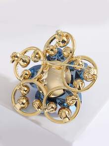 1入组迷人鋅合金水鑽花朵設計女士日常裝飾胸針 - 藍色 - 查看 2