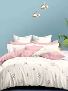 3入組/套花卉圖案被套1入組被套2入組枕套現代滌綸家居床上用品套裝 - 彩色 - 查看 1