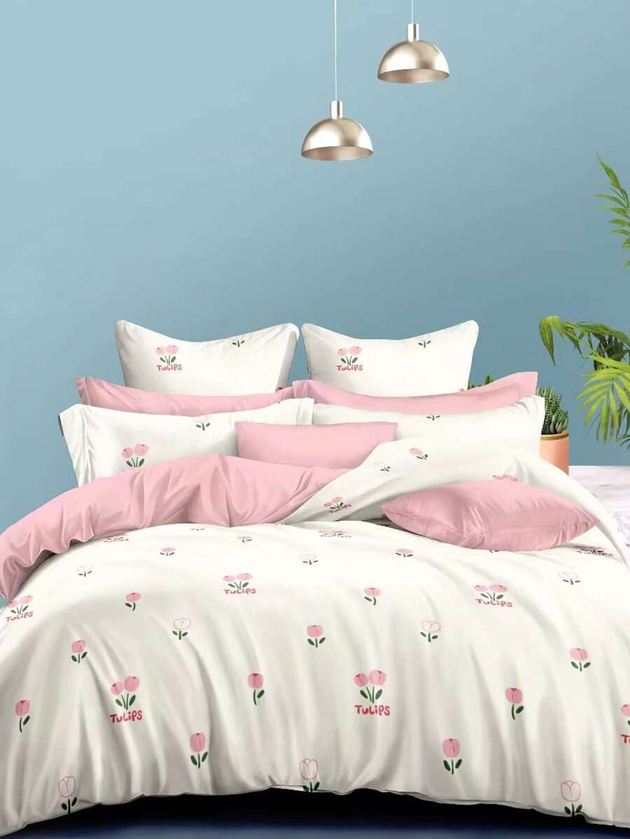 3入組/套花卉圖案被套1入組被套2入組枕套現代滌綸家居床上用品套裝 - 彩色 - 查看 1