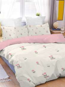 3入組/套花卉圖案被套1入組被套2入組枕套現代滌綸家居床上用品套裝 - 彩色 - 查看 2