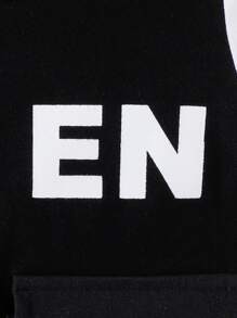 Baby Letter Graphic Colourblock Flap Pocket Tee & Shorts - Black and White - View 3